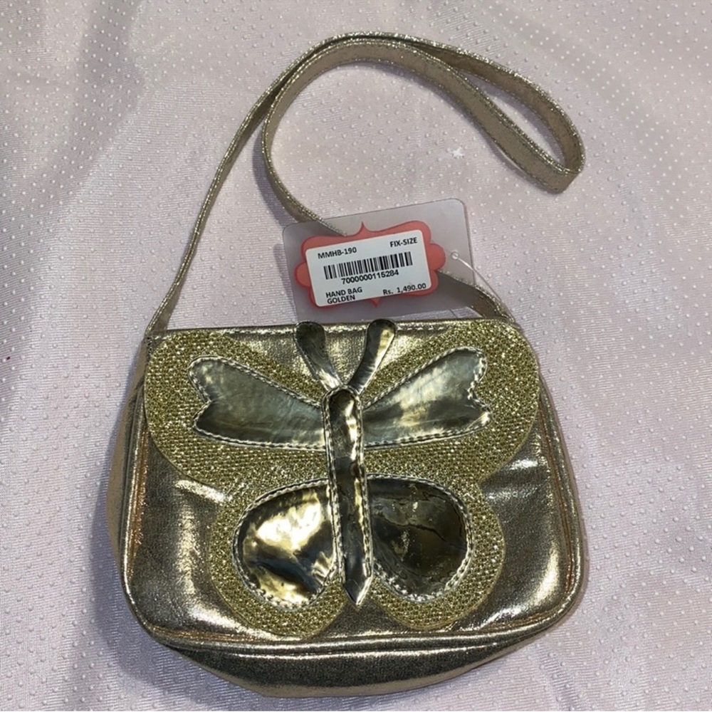 By Minnie Minors Gold Butterfly Accent Bag